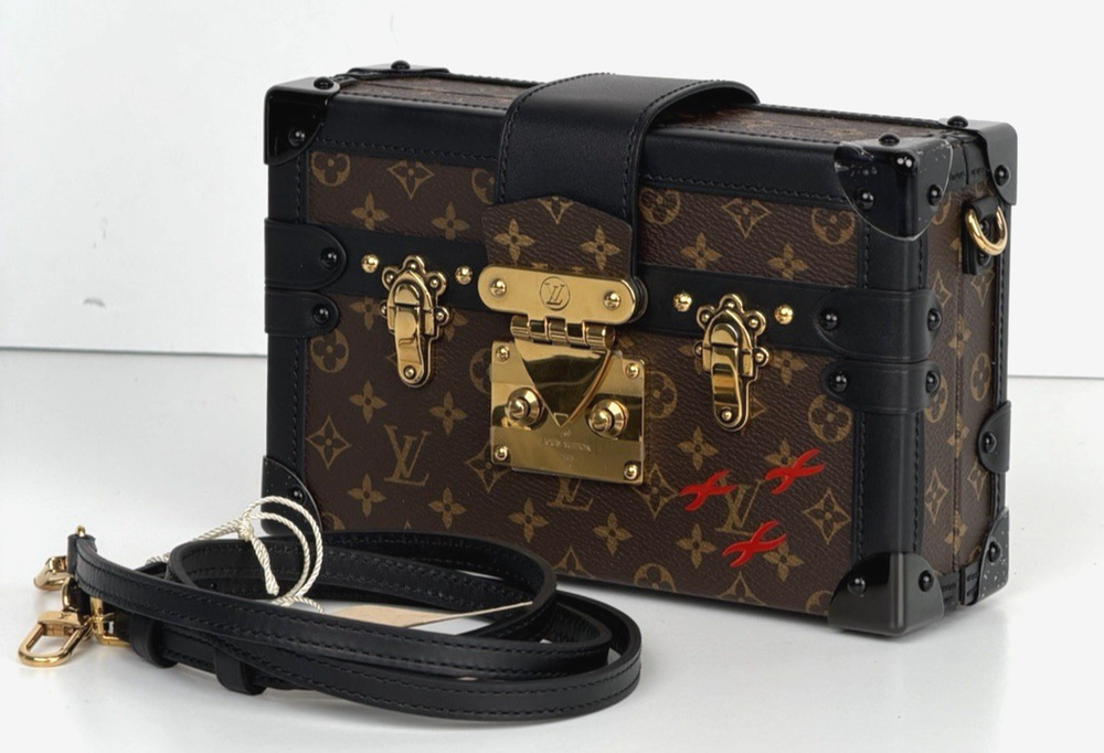 Louis Vuitton Monogram Petite Malle Bag in Coated Canvas Leather Trim NFC E-3
